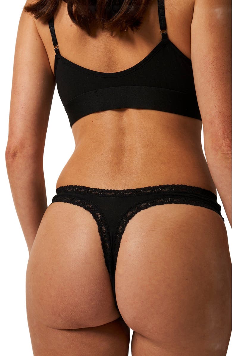 Stripe & Stare Thong Four Pack, Main, color, Black