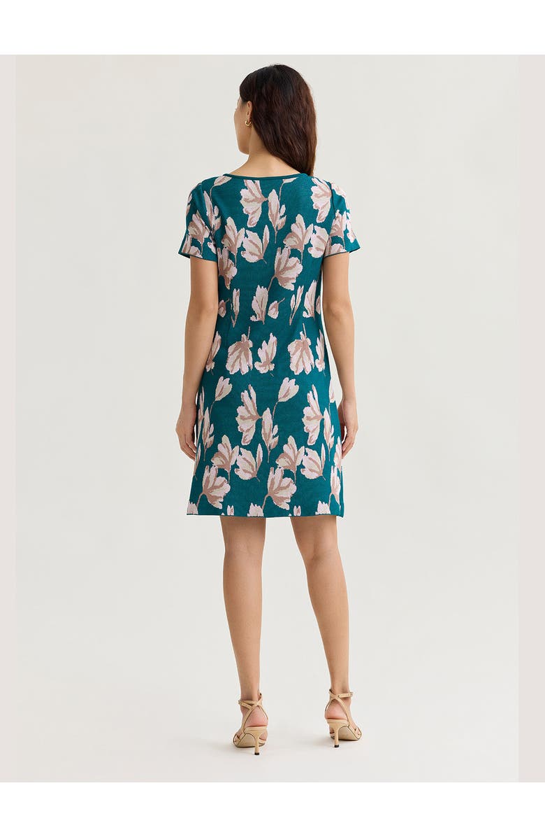 Misook A-Line Floral Soft Knit Dress, Alternate, color, Spruce