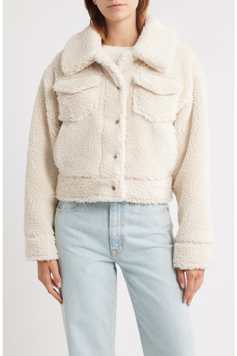 Frankie Faux Shearling Trucker Jacket, Main, color, NATURAL II