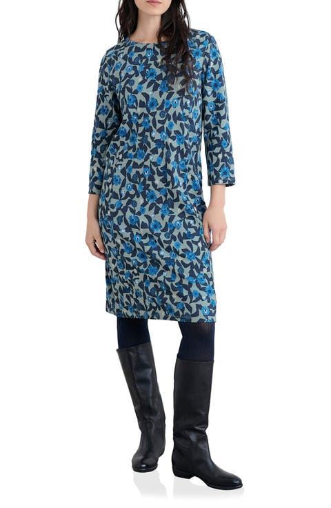 Cornish Oaks Long Sleeve Stretch Organic Cotton Dress