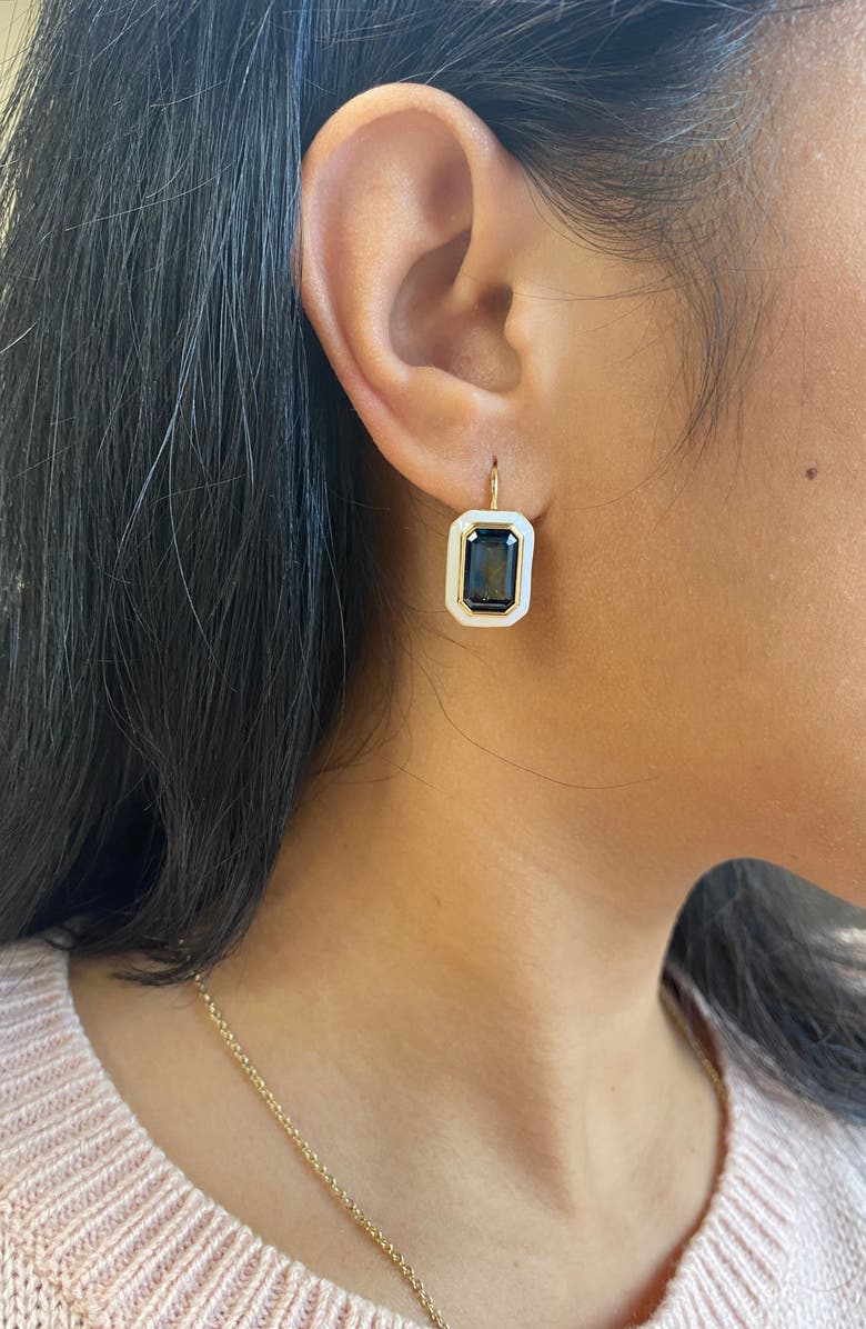 GOSHWARA Queen Emerald Cut Earrings, Alternate, color, Deep Blue