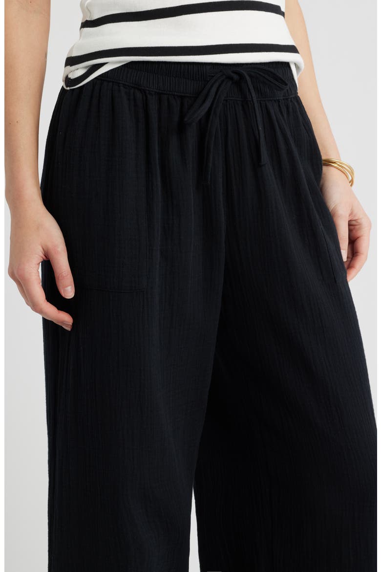 Wide Leg Gauze Pants, Alternate, color, BLACK