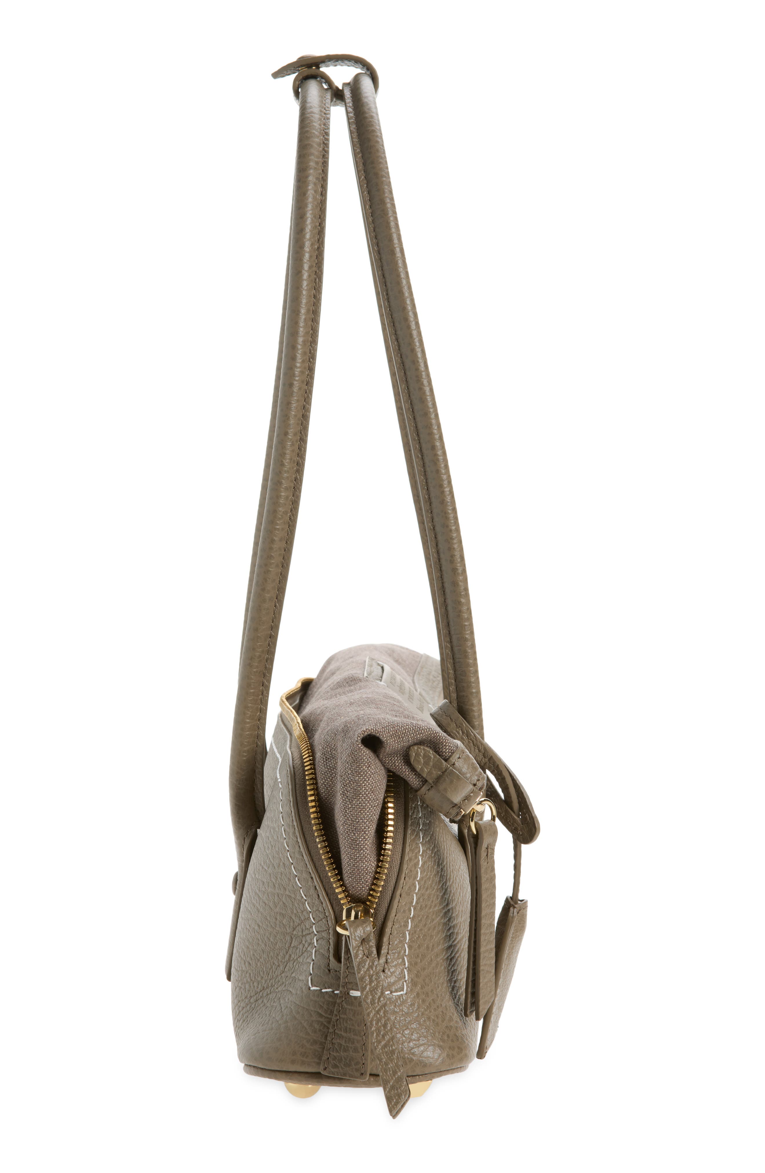 5AC Leather & Canvas East/West Shoulder Bag, Alternate, color, TAUPE