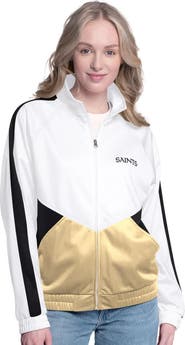 G-III 4HER BY CARL BANKS Women's G-III 4Her by Carl Banks White/Black New Orleans Saints Rally Rhinestone Full-Zip Track Jacket