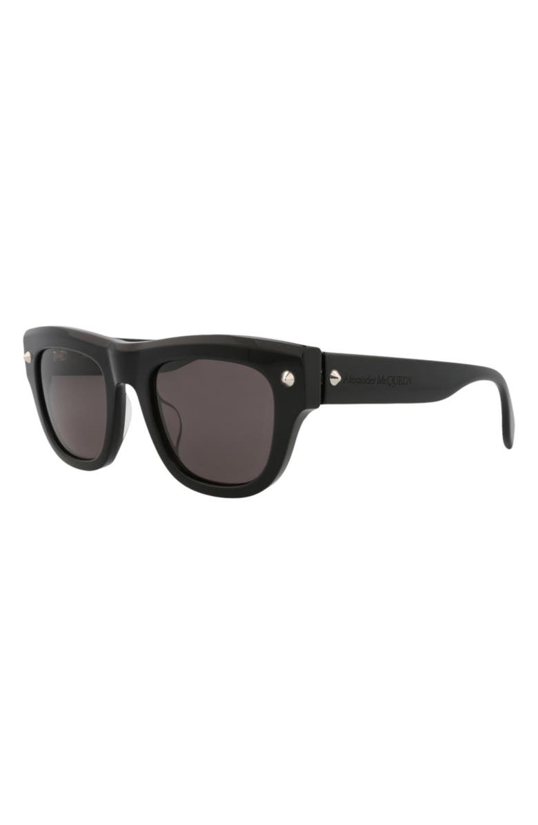 McQueen 51mm Square Sunglasses, Alternate, color, Black Black Grey