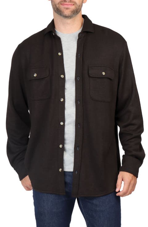 Long Sleeve Melange Solid Button Front Shirt