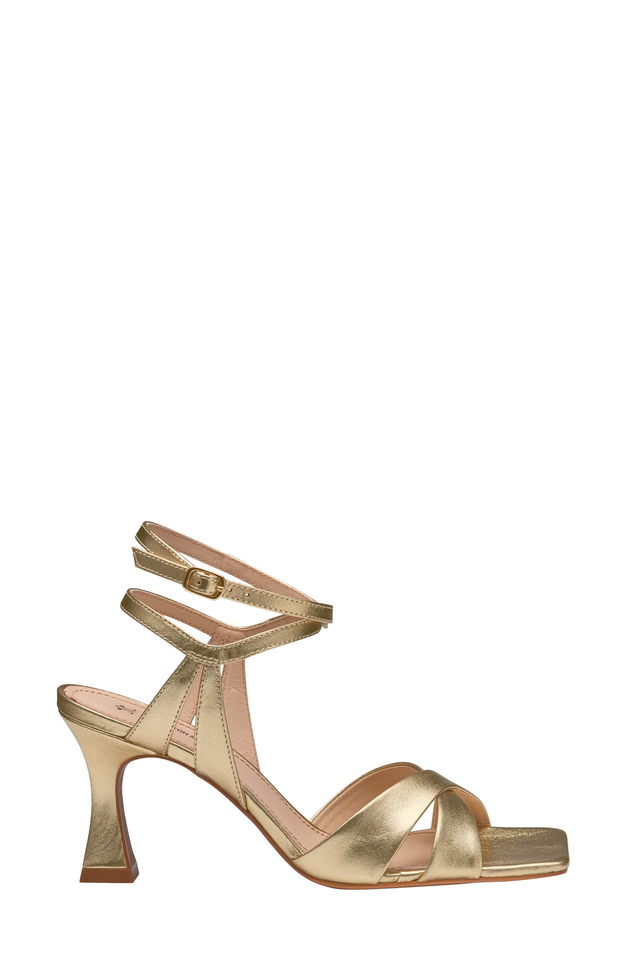 Johnston & Murphy Christine Ankle Strap Sandal, Alternate, color, Gold Metallic Sheepskin