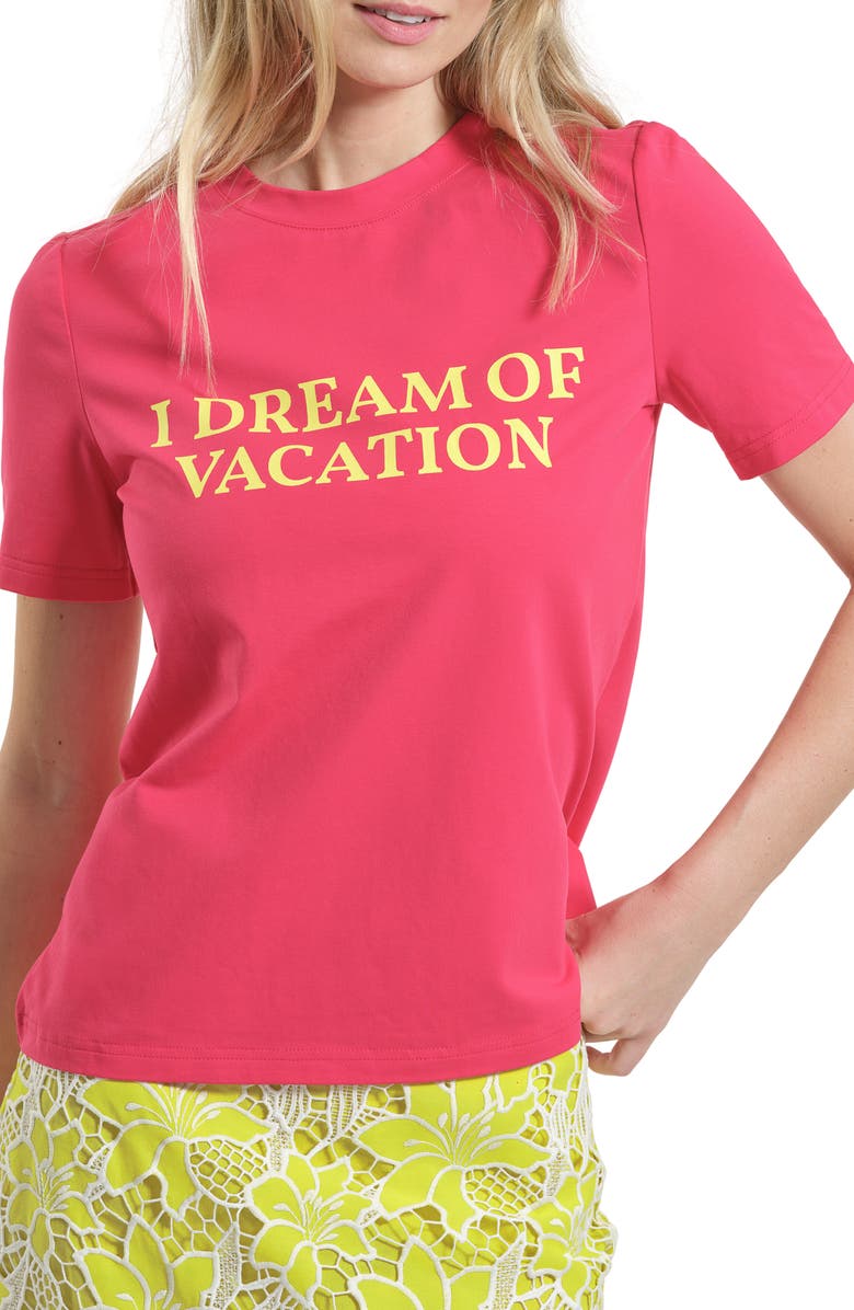 Isaac Mizrahi New York I Dream of Vacation Graphic T-Shirt, Main, color, Fuchsia