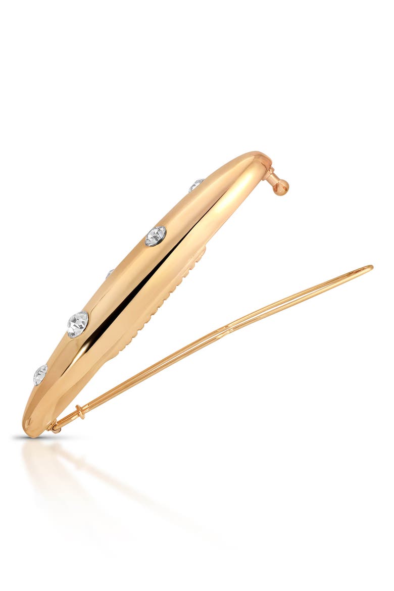 Crystal Studded Oblong Barrette, Alternate, color, GOLD