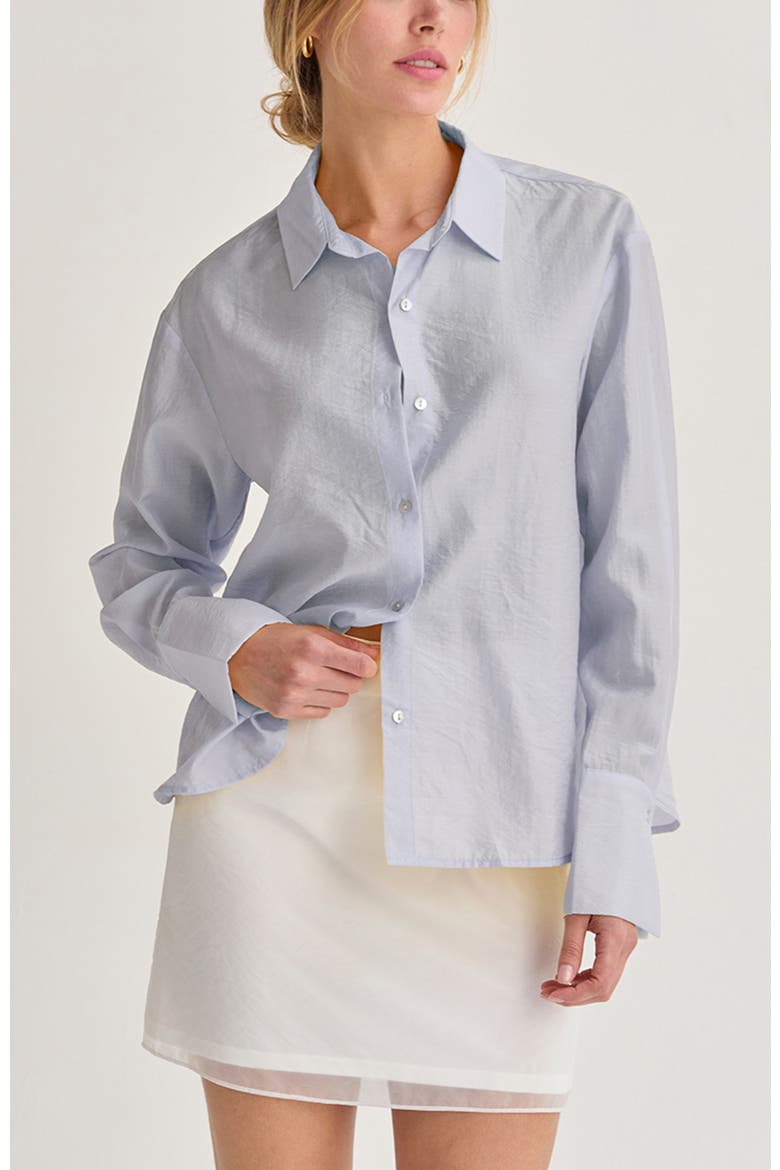 Crinkled Tencel Button Up Shirt, Main, color, Blue