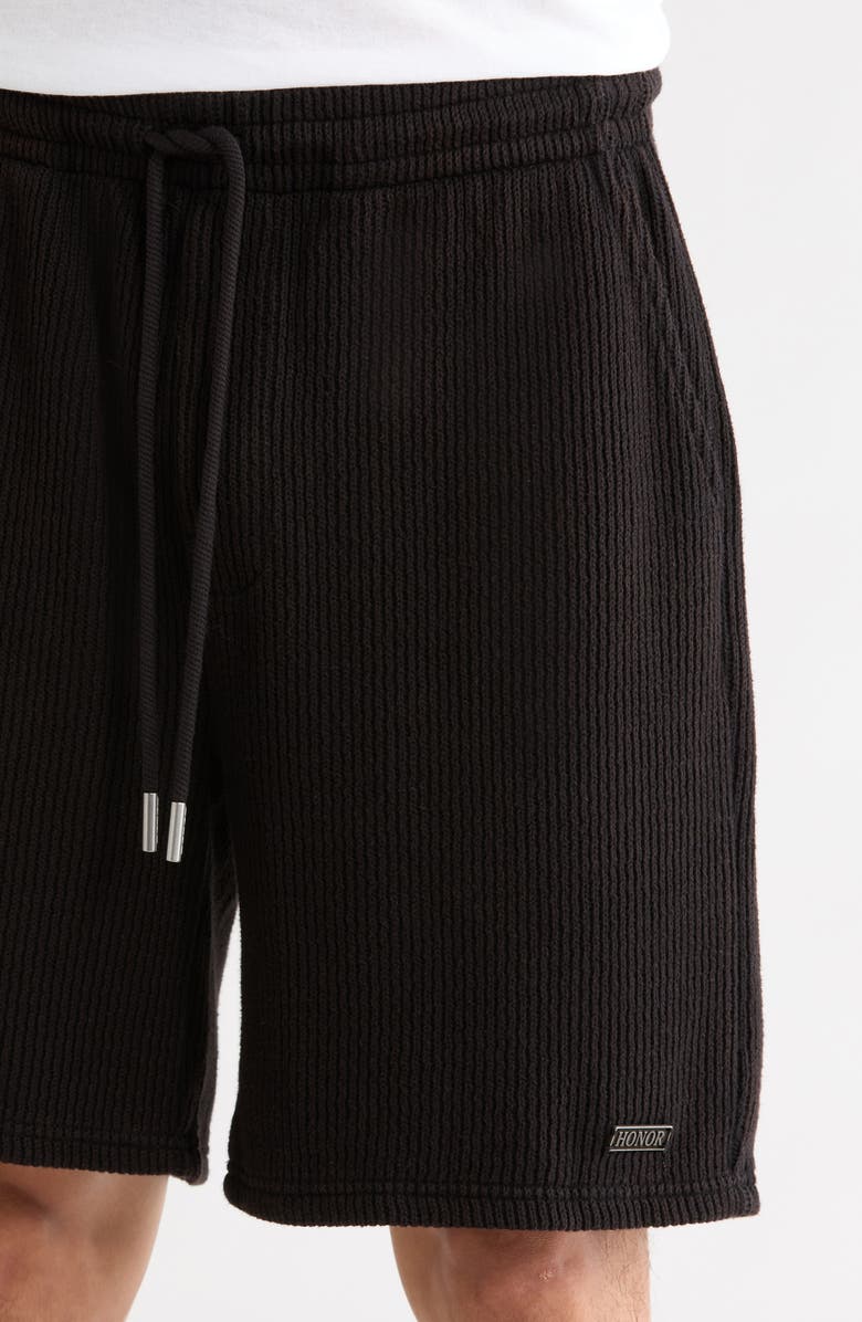 HONOR THE GIFT Rib Knit Stretch Cotton Blend Drawstring Shorts, Alternate, color, Black
