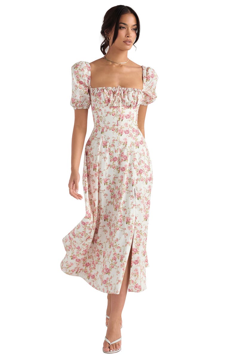 HOUSE OF CB Tallulah Floral Cotton Blend Sundress, Alternate, color, White/ Pink Floral
