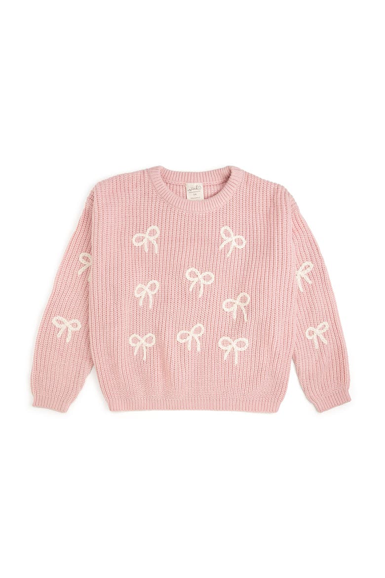 All Over Bows Knit Sweater, Main, color, Blush Pink