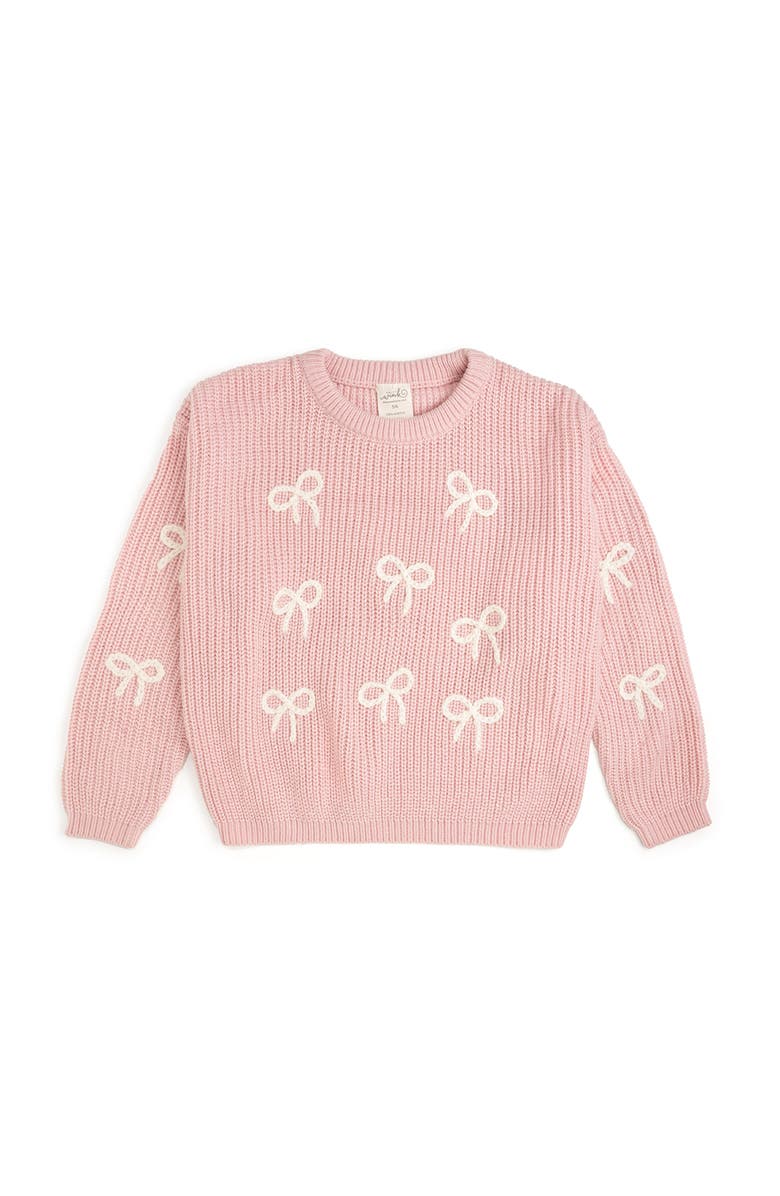 Sweet Wink All Over Bows Knit Sweater, Main, color, Blush Pink