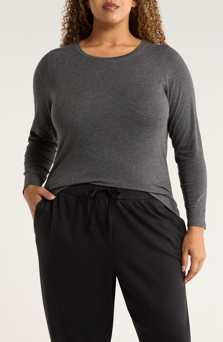 Eileen Fisher Crewneck Top, Main, color, Charcoal