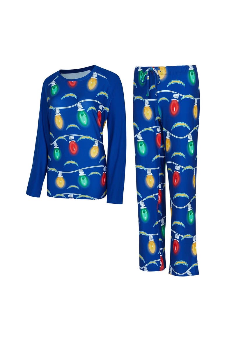 Women's Concepts Sport Los Angeles Chargers Garland Knit Raglan Long Sleeve Top & Pants Set, Main, color, Powder Blue