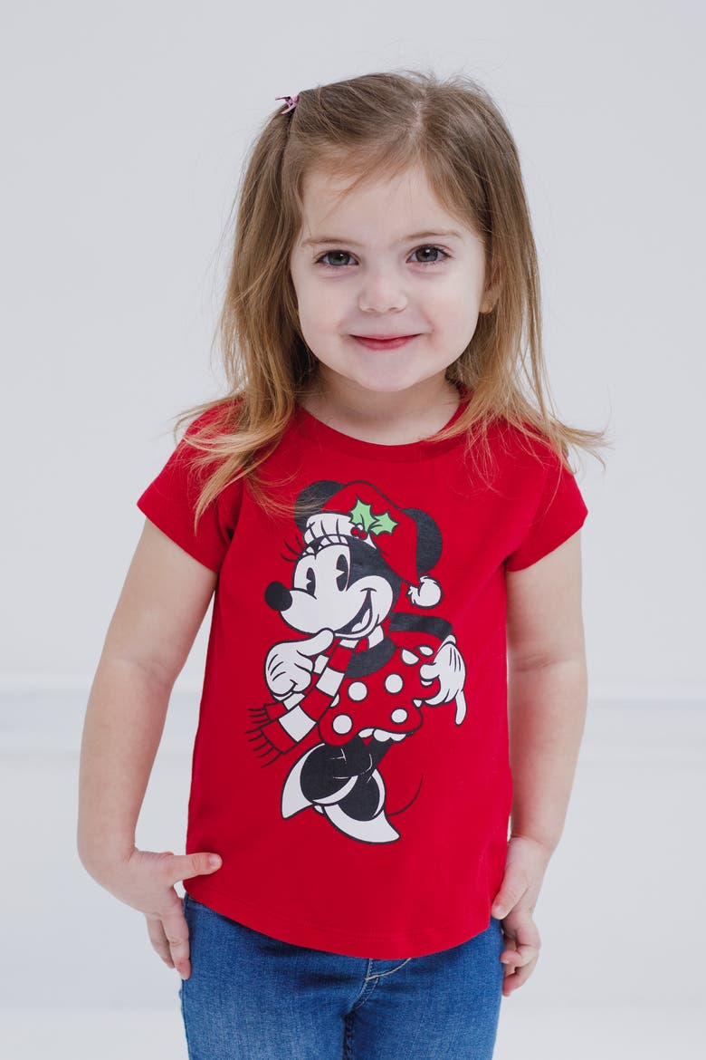 Minnie Mouse Short Sleeve T-Shirt, Alternate, color, Minnie Holiday Red