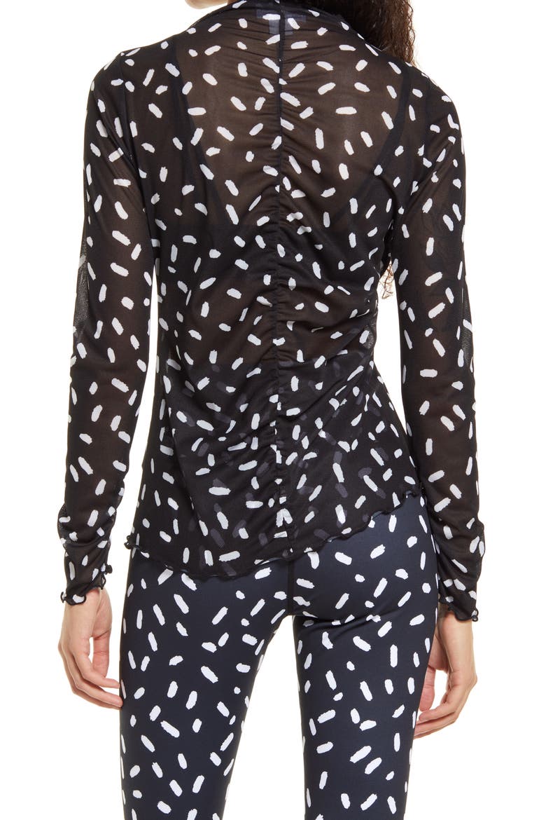 Cristina Martinez Mesh Top, Alternate, color, BLACK SPRINKLE DOT