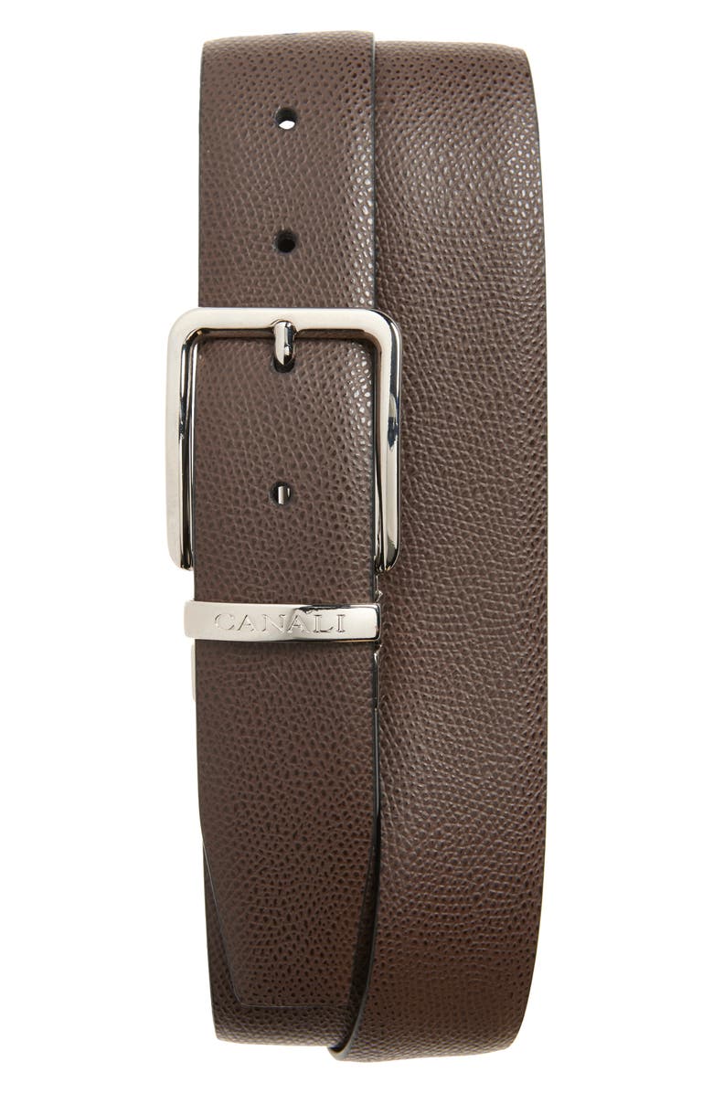 Canali Reversible Leather Belt, Main, color, Brown
