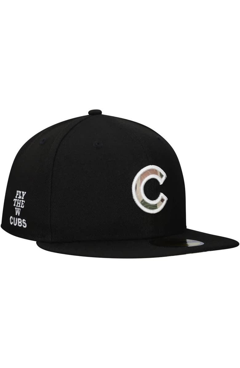 New Era Men's New Era Black Chicago Cubs Troop Chant Camo Undervisor 59FIFTY Fitted Hat, Alternate, color, Black