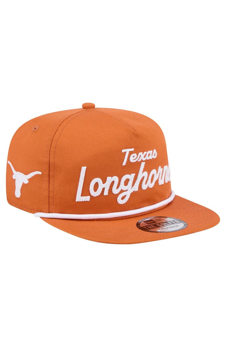 New Era Men's New Era Texas Orange Texas Longhorns Adventure Team Text Golfer Snapback Hat, Main, color, 