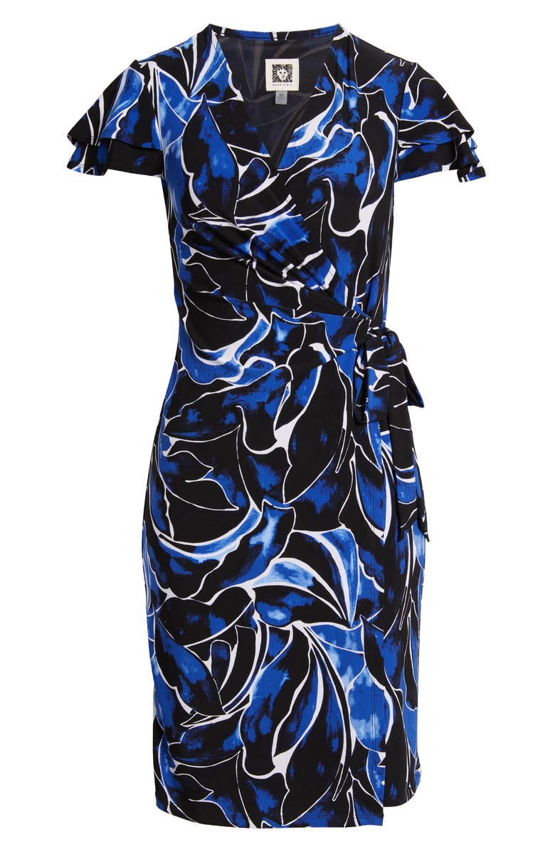 Anne Klein Abstract Print Flutter Sleeve Wrap Dress, Alternate, color,