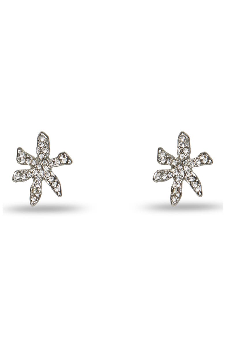 Pavé Water Lily Stud Earrings, Main, color, CRYSTAL