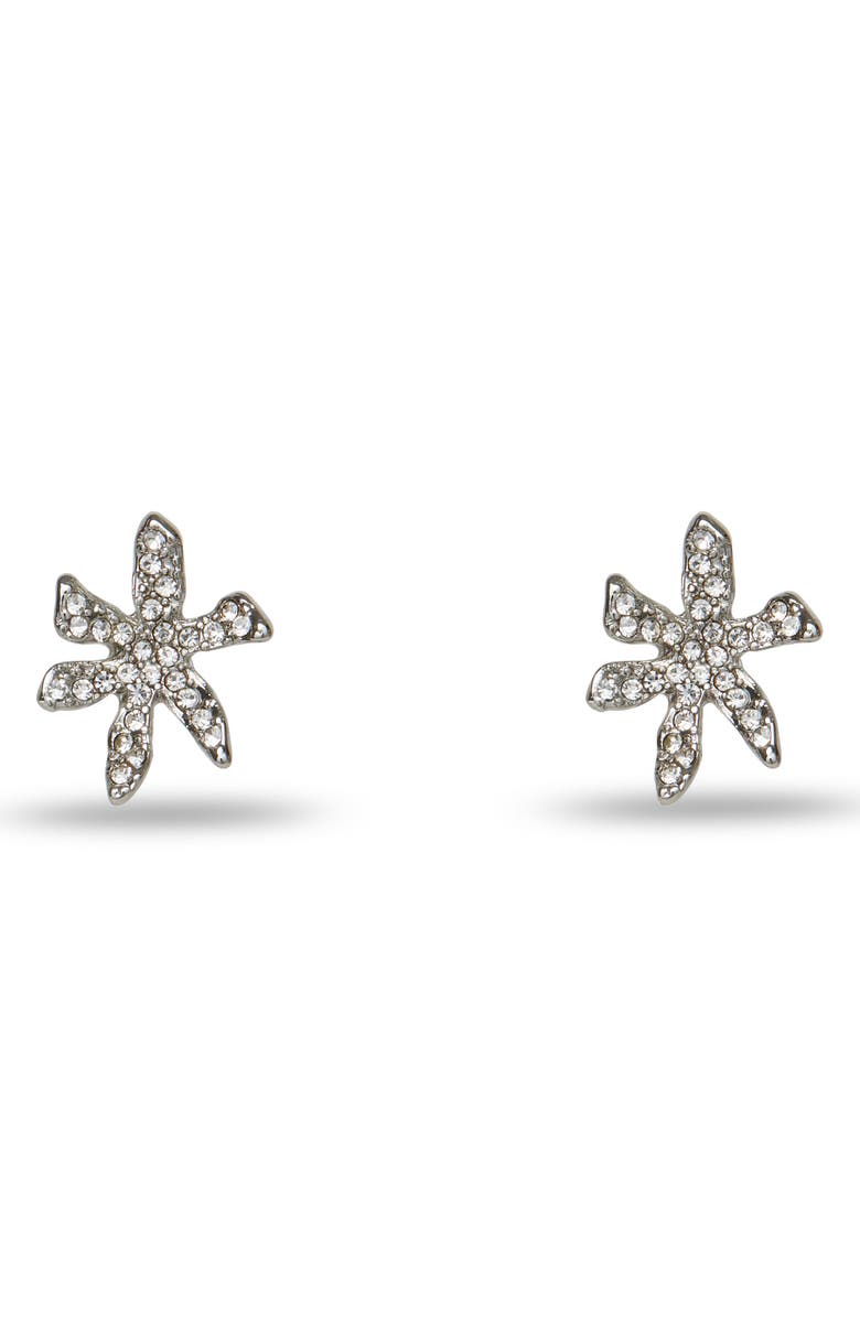 Lele Sadoughi Pavé Water Lily Stud Earrings, Main, color, Crystal