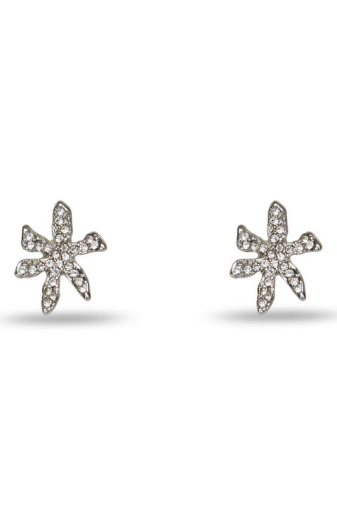 Pavé Water Lily Stud Earrings