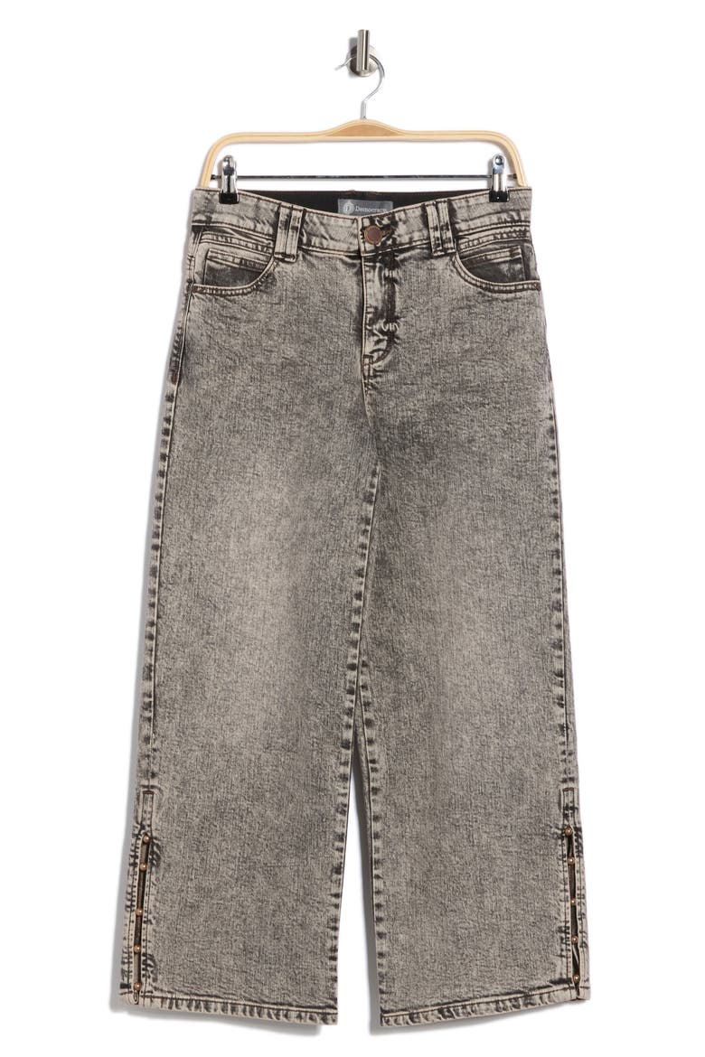 Faux Pearl Bead Wide Leg Jeans, Alternate, color, TINTED BROWN