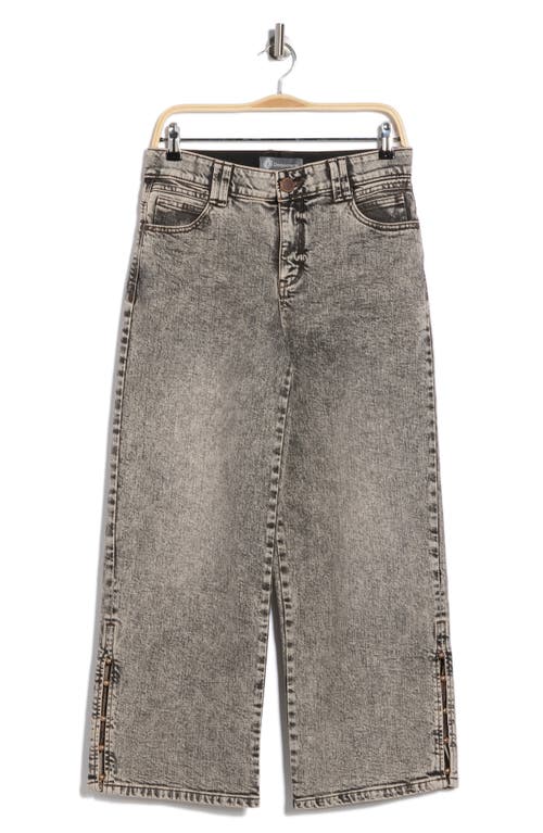 Democracy Faux Pearl Bead Wide Leg Jeans In Gray