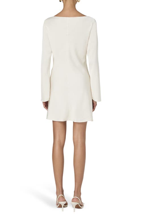 French Connection Ennis Long Sleeve Satin Minidress In White