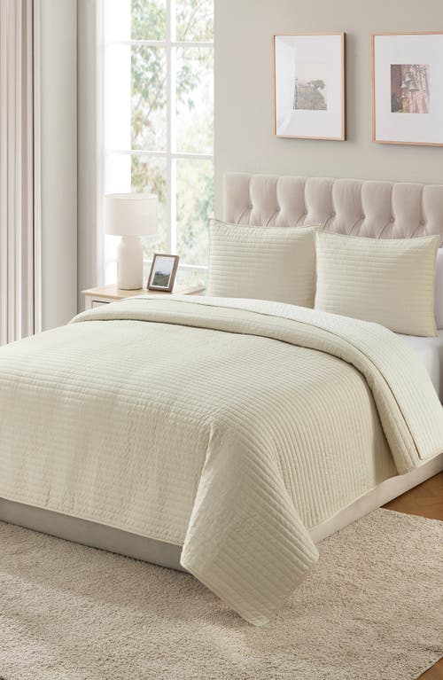 Vcny Home Pickstitch 3-piece Queen Quilt Set In Taupe