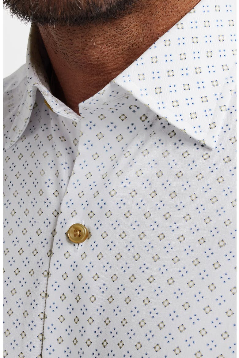 Neat Geometric Print Sport Shirt, Alternate, color, WHITE/ SAND