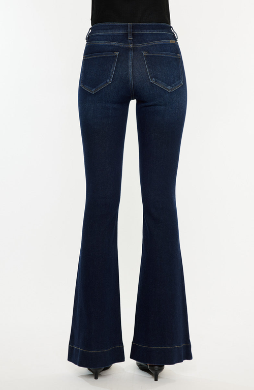 Kancan Roxanne High Rise Flare Jeans In Dark Wash
