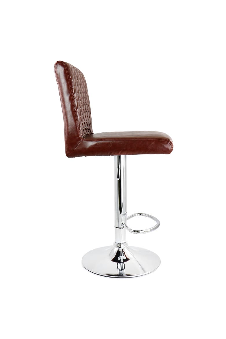 2 Piece Adjustable Tufted Faux Leather Bar Stool, Alternate, color, Cherry