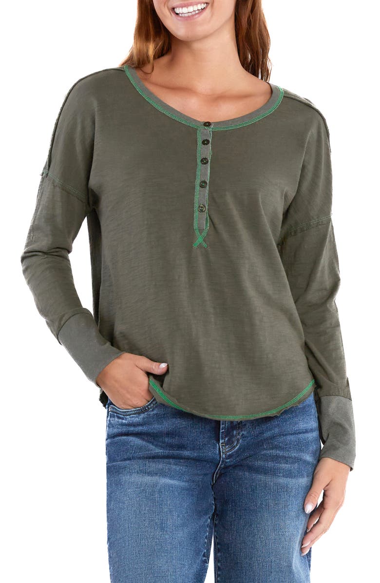 Billy T Parker Cotton Henley, Main, color, Army