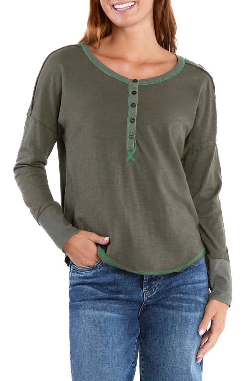 Billy T Parker Cotton Henley in Army 