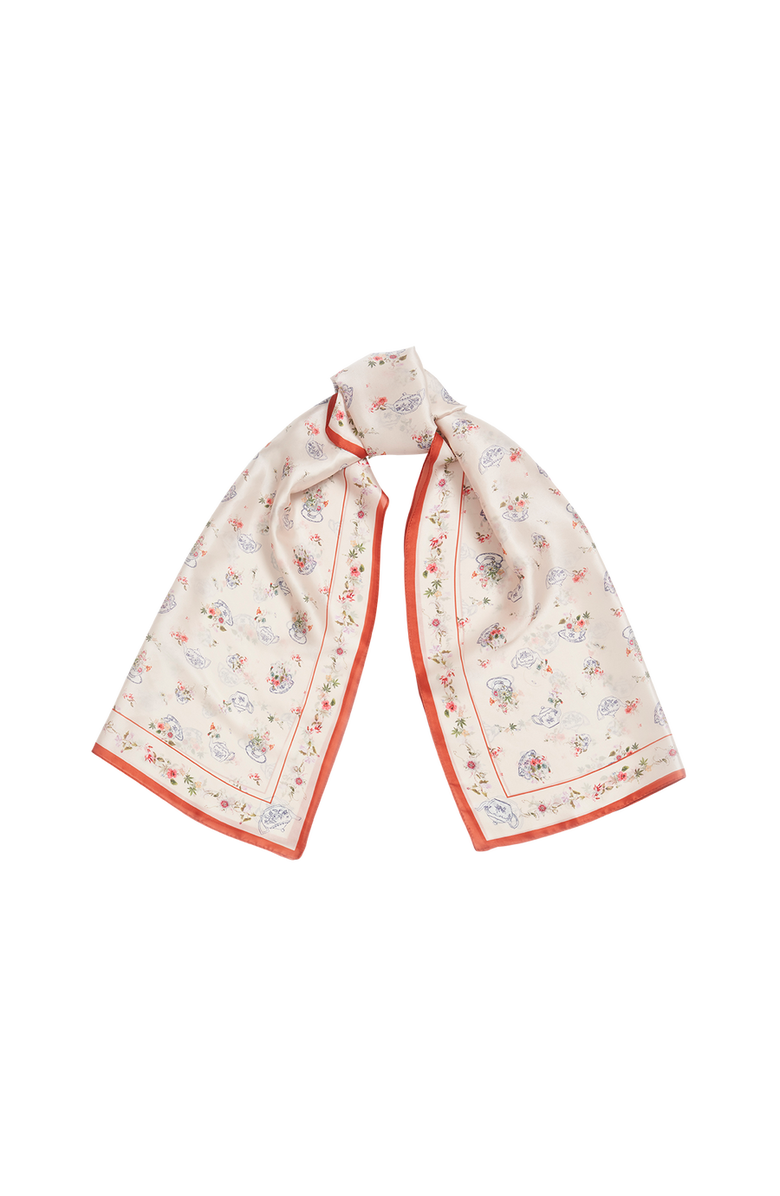 Fable England Cream High Tea Silky Scarf, Main, color, Cream & Rust