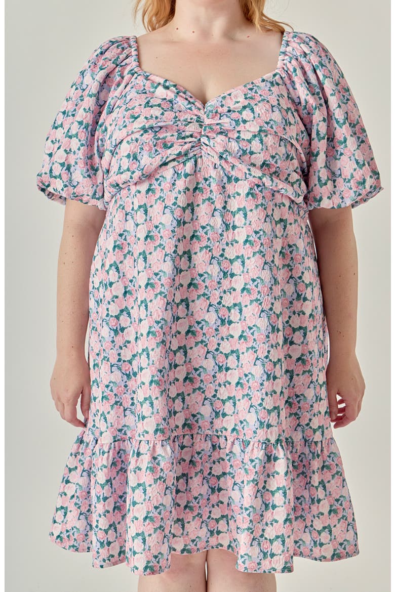 Floral Puff Sleeve Minidress, Alternate, color, LILAC PINK
