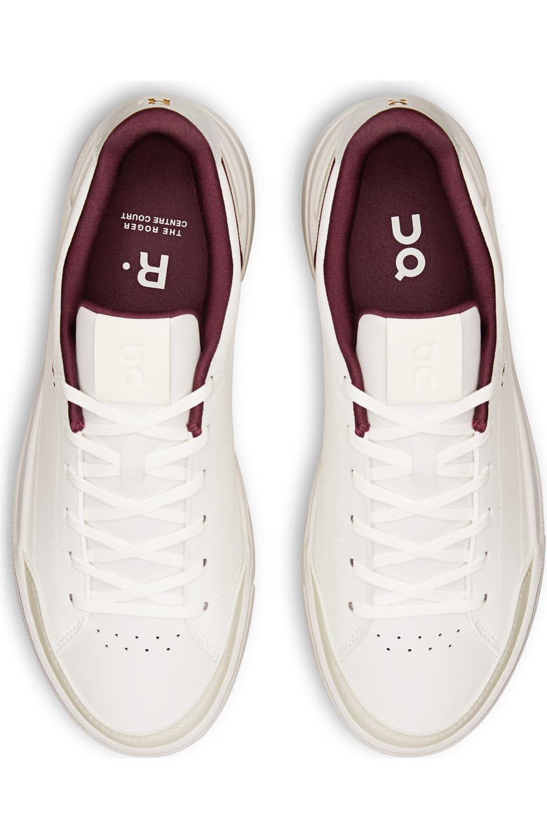 On THE ROGER Centre Court Tennis Sneaker, Alternate, color, Ivory/ Maroon