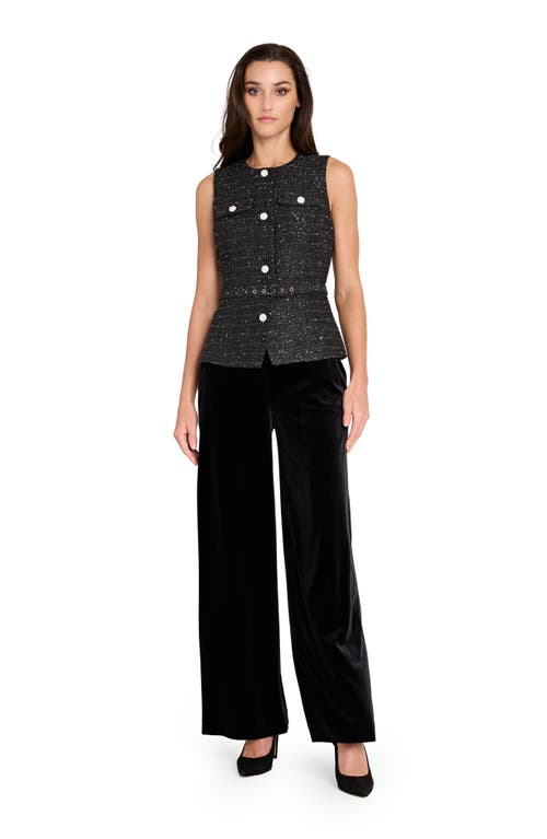 Tahari Asl Rhinestone Bouclé Vest In Black