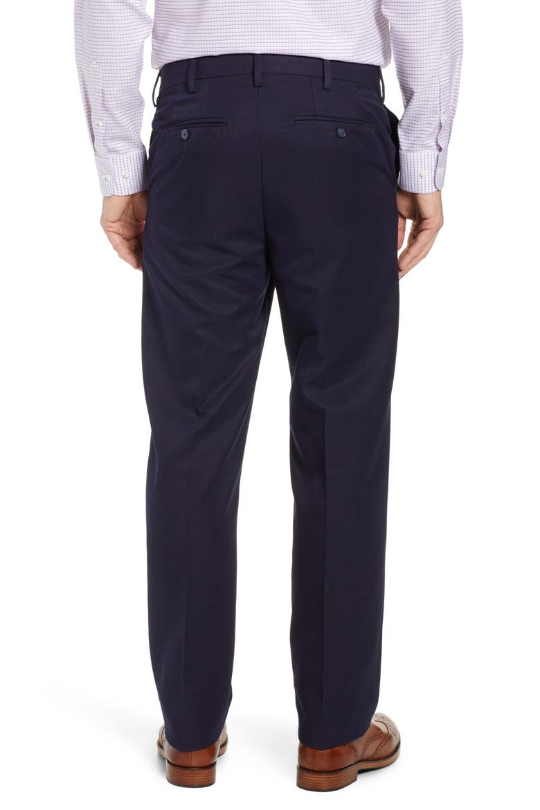 Classic Fit Flat Front Microfiber Performance Trousers, Alternate, color, NAVY