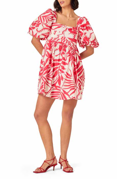 Nobody's Child Nova Print Organic Cotton Puff Sleeve Minidress