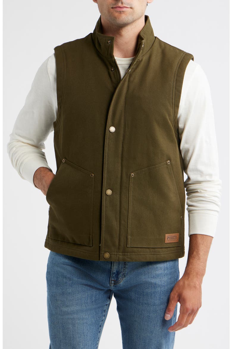 Pine Grove Cotton Canvas Vest, Alternate, color, DARK OLIVE