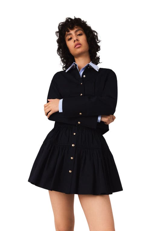 Maje Mini Elasticated Waist Skirt In Black
