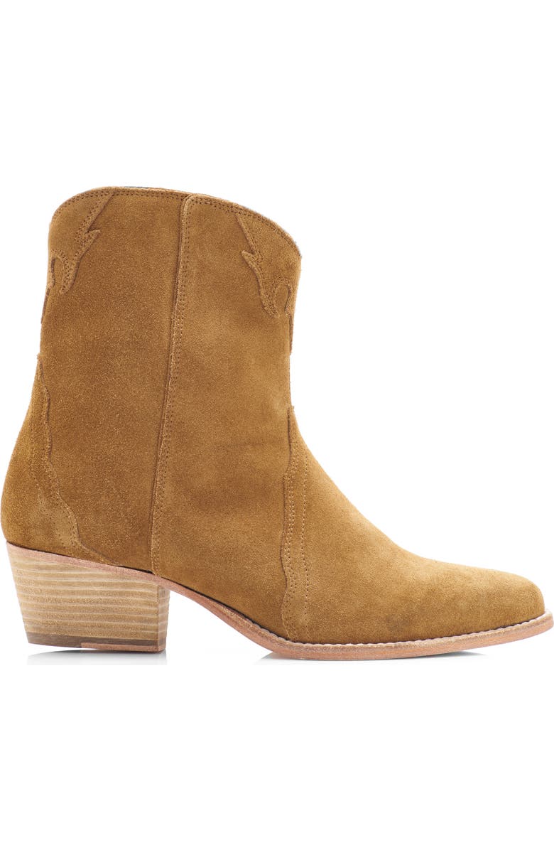 Free People New Frontier Western Bootie, Alternate, color, Camel Suede
