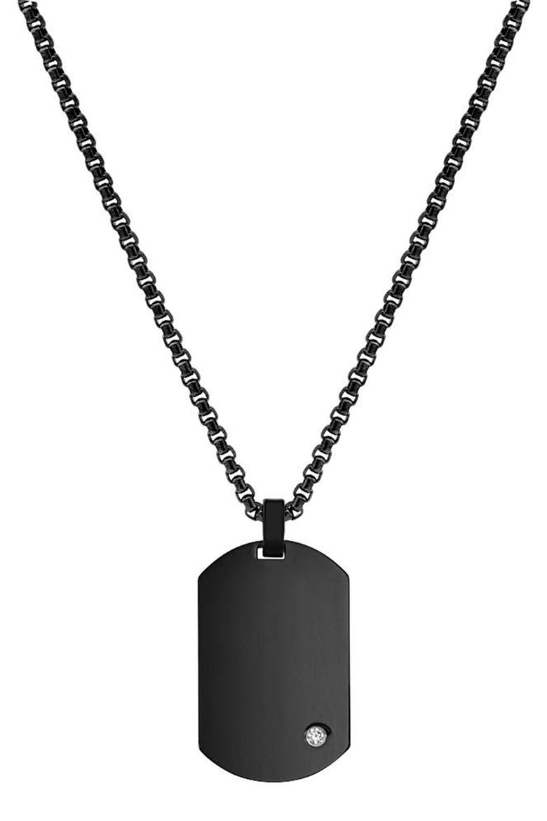 Men's Stainless Steel Dog Tag Pendant Necklace, Main, color, BLACK