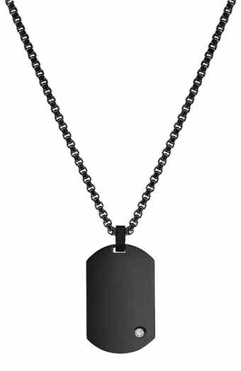 GEOFFREY BEENE Men's Stainless Steel Dog Tag Pendant Necklace