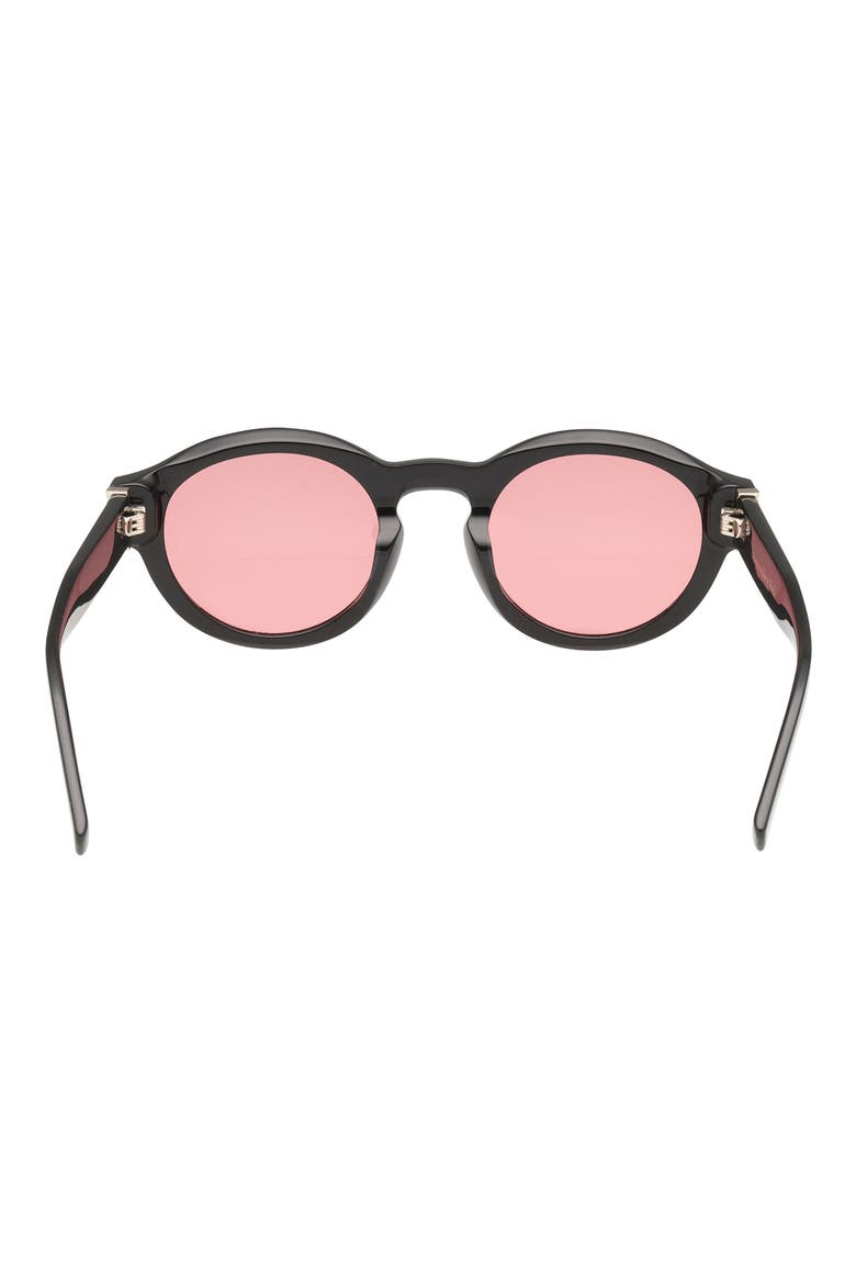 49mm Round Sunglasses, Alternate, color, SHINY BLACK / ROSE LENS